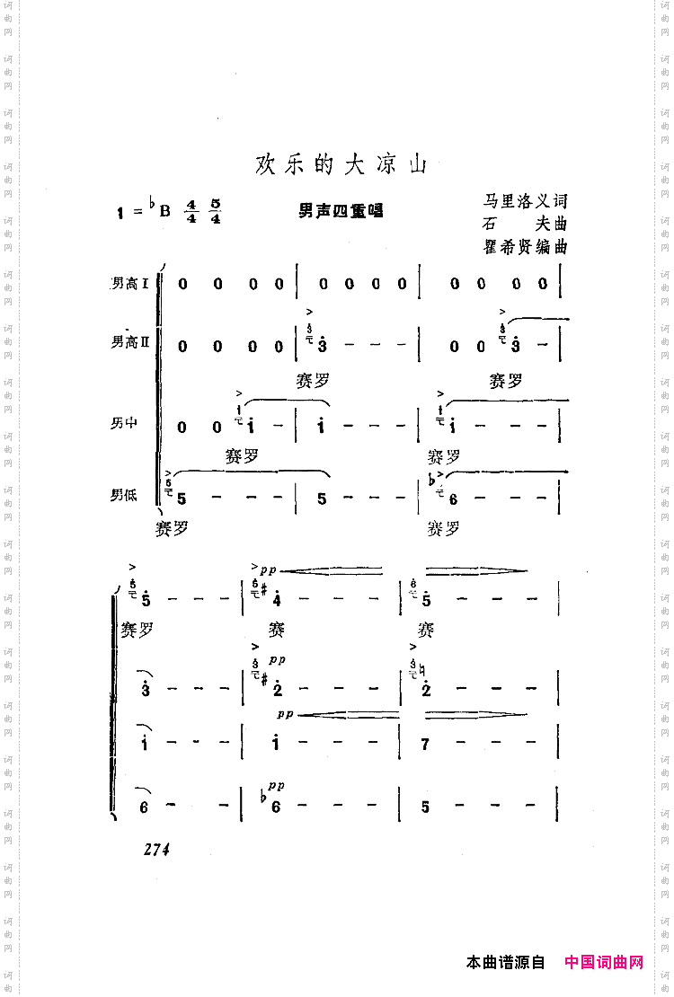 欢乐的大凉山_男声四重唱