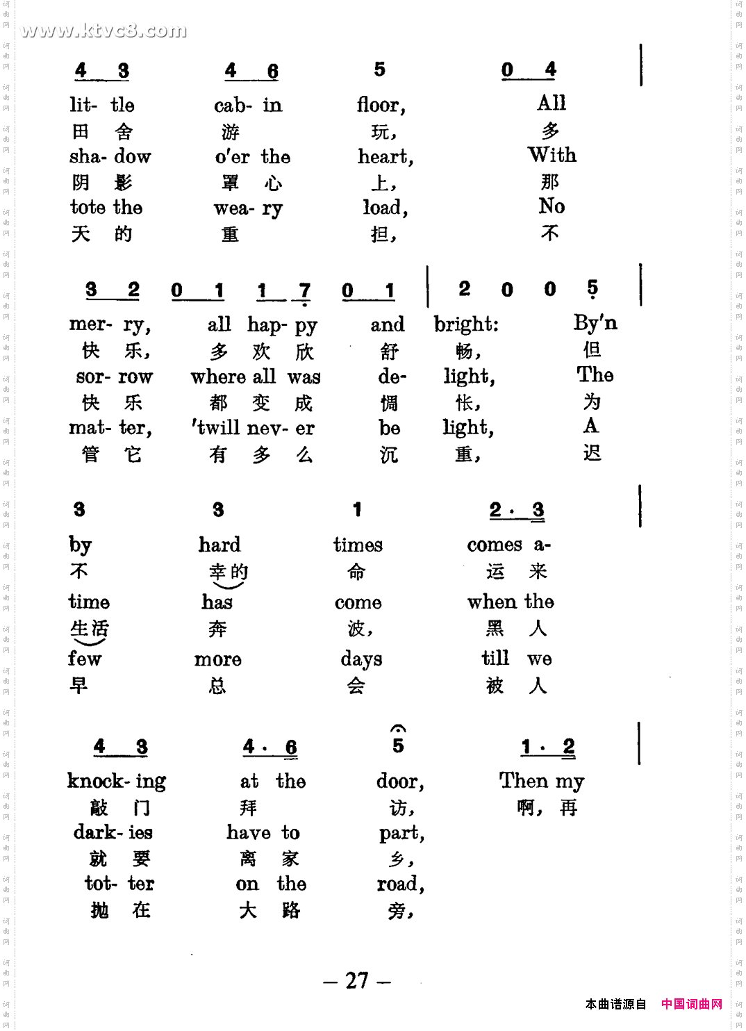 我的肯塔基故乡中英对照