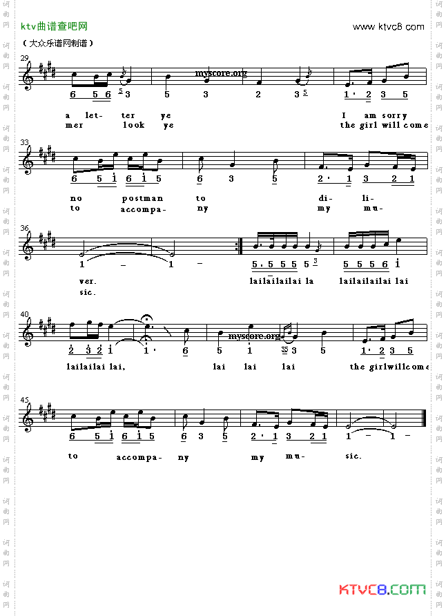 Night of the prairie草原之夜_ 英译中文歌曲、线简谱混排版 