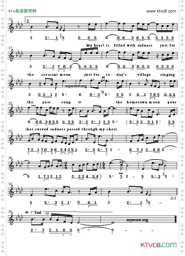 Crescentmoon弯弯的月亮线简谱混排版