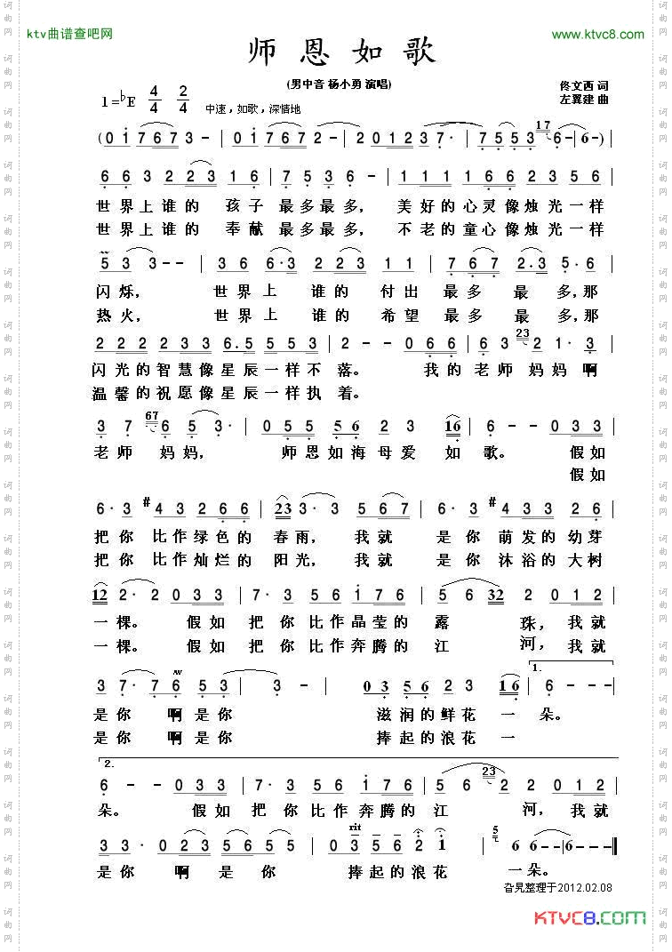 师恩如歌男中音杨小勇