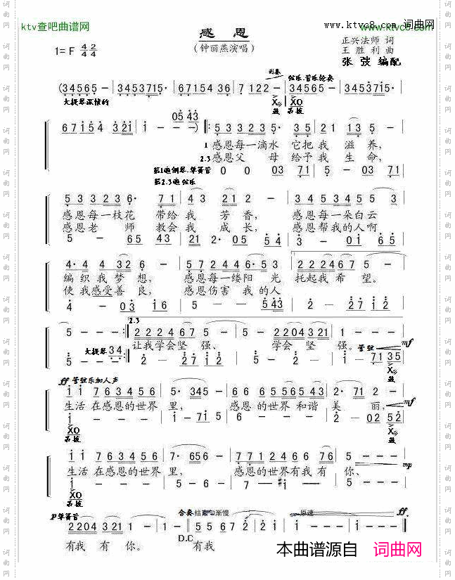 感恩小乐队配器谱