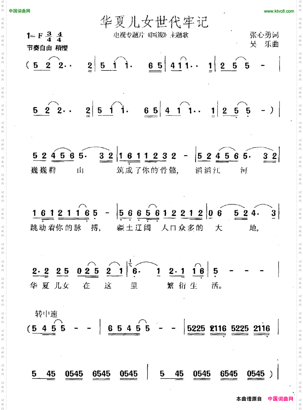 华夏儿女世代牢记电视专题片《国策》主题曲