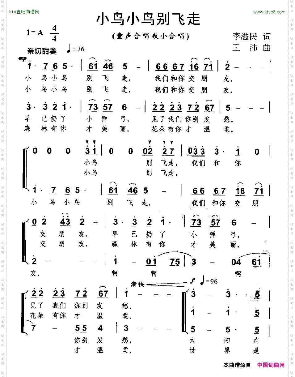 小鸟小鸟别飞走合唱
