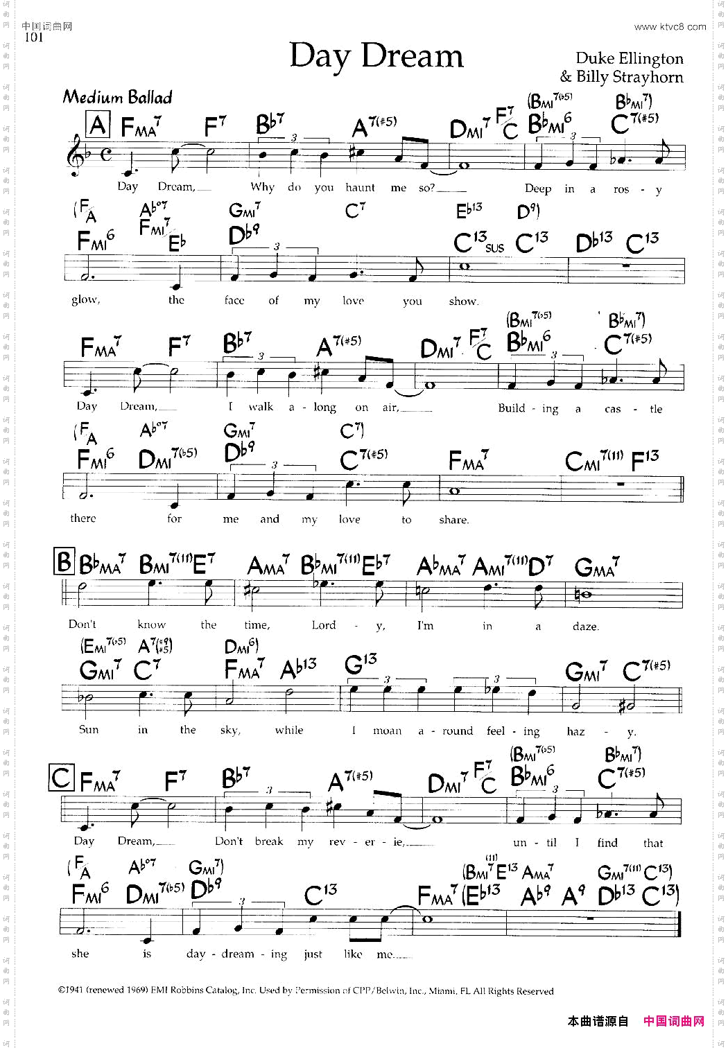DayDream带和弦五线谱_Day Dream带和弦五线谱