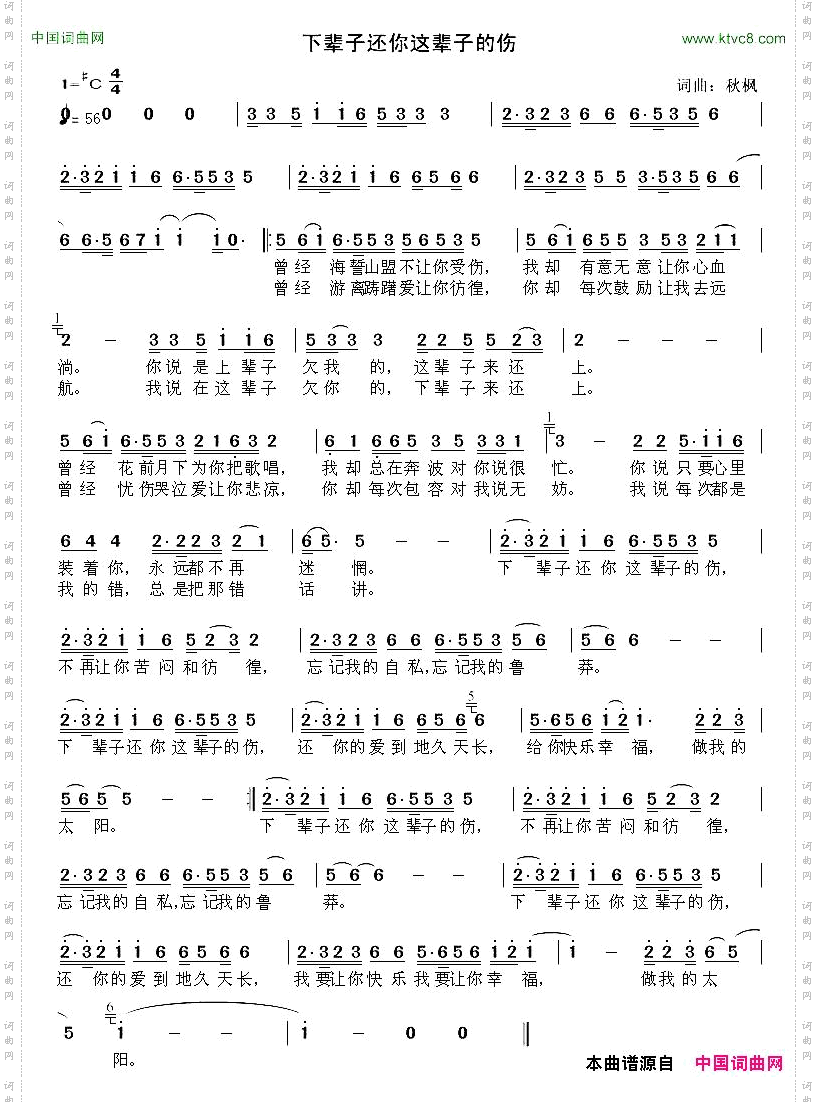 下辈子还你这辈子的伤