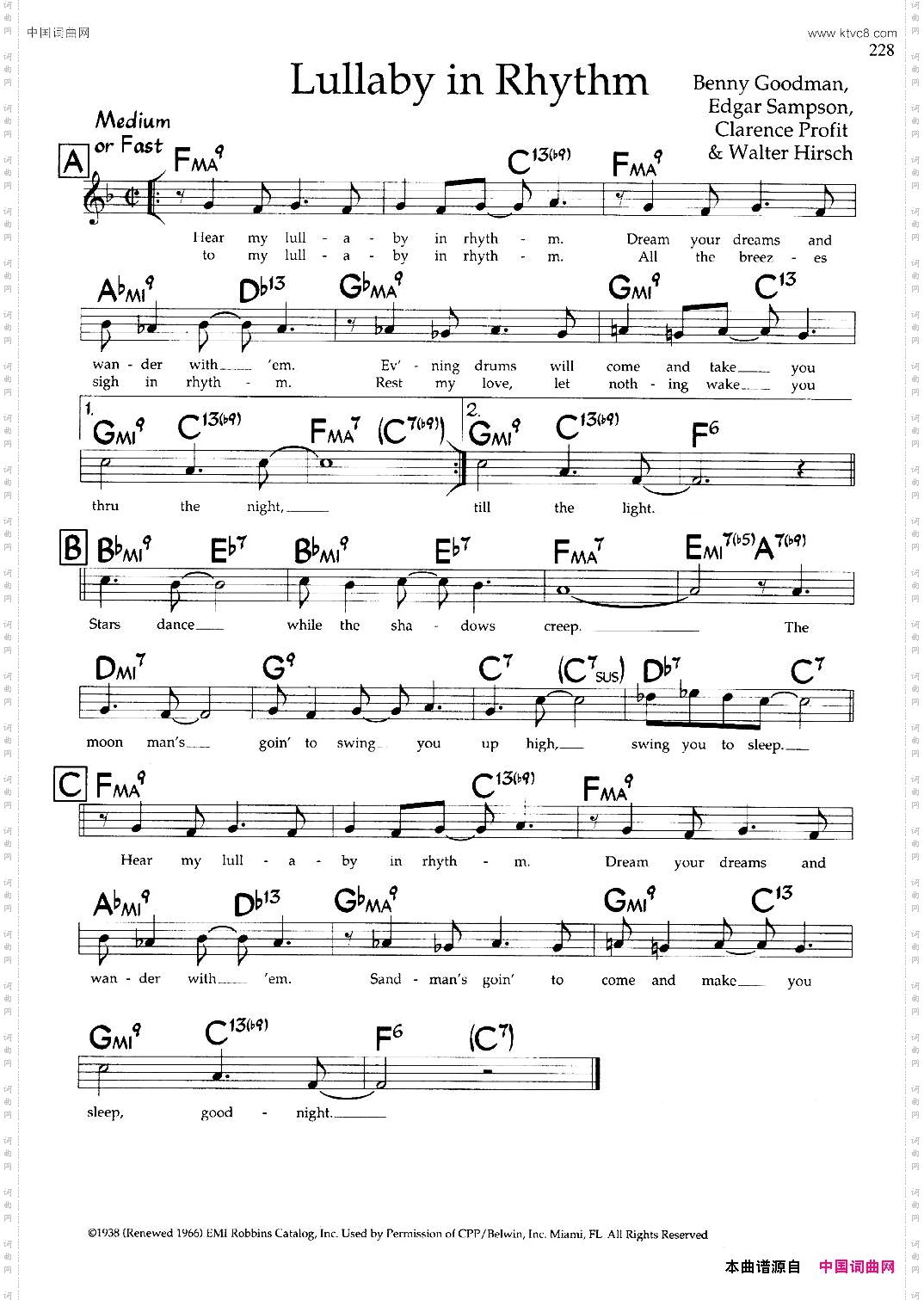 LullabyinRhythm带和弦五线谱_Lullaby in Rhythm带和弦五线谱