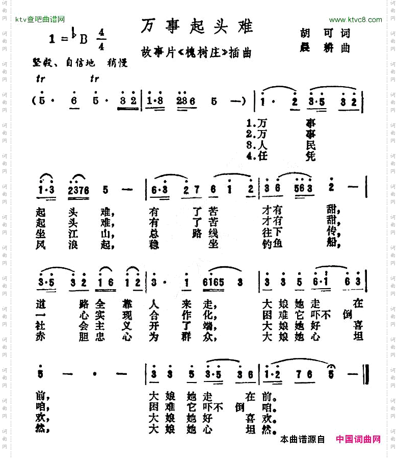 万事起头难电影《槐树庄》插曲