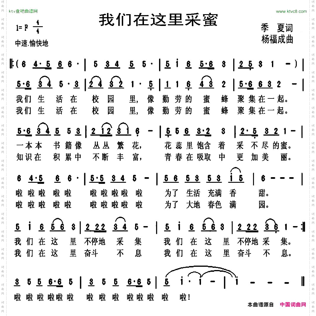 我们在这里采蜜季夏词杨福成曲