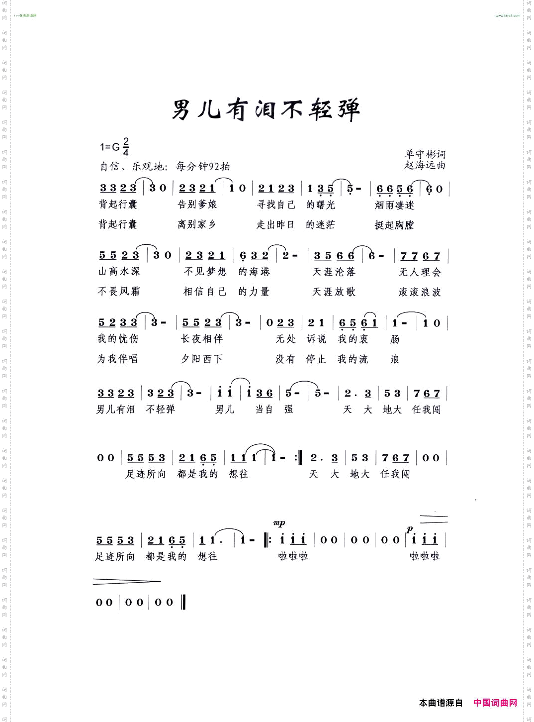 男儿有泪不轻弹