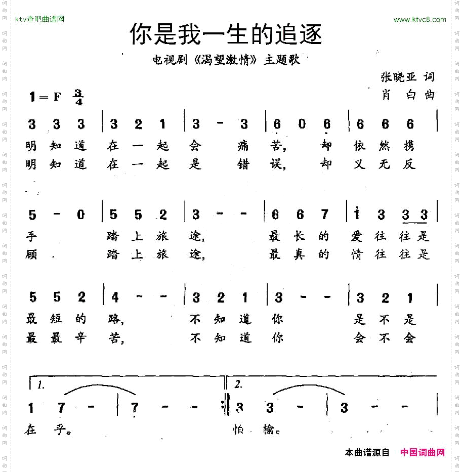 你是我一生的追逐电视剧《渴望激情》主题歌