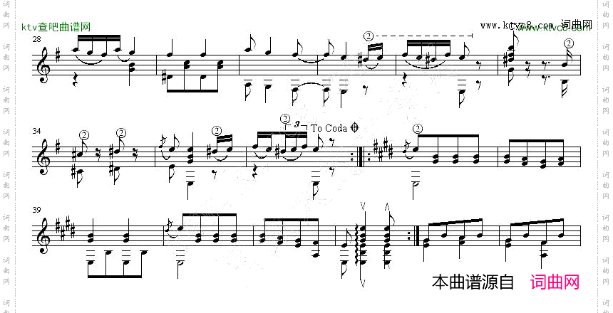 匈牙利舞曲第五号吉他独奏谱五线谱