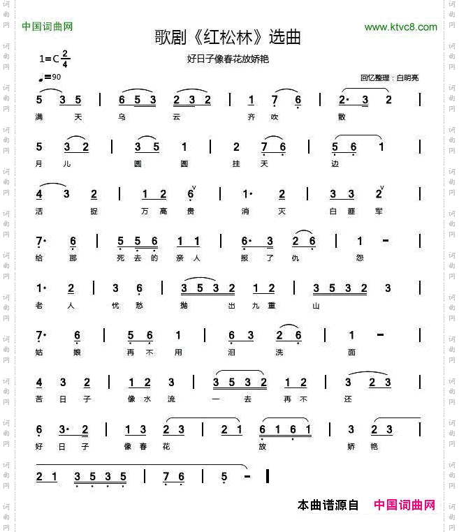 歌剧《红松林》选曲4首