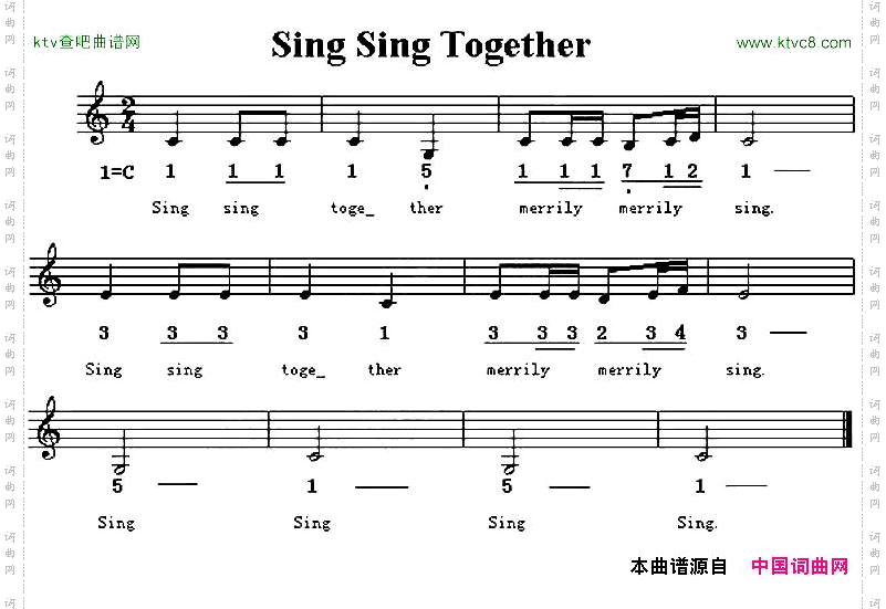 Sing sing together_一起来唱歌英文儿歌