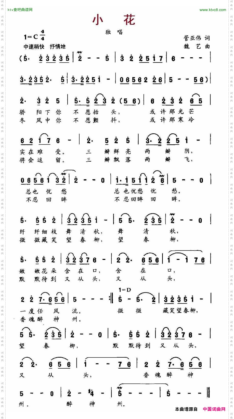 小花管亚伟词、魏艺曲