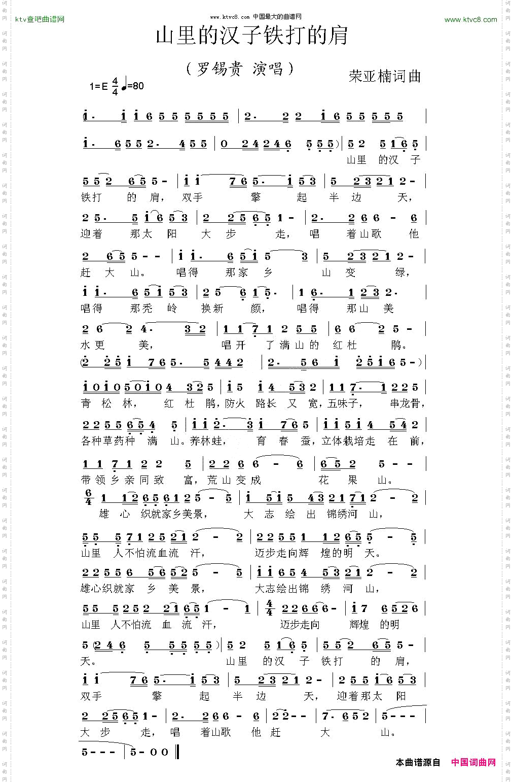 山里的汉子铁打的肩