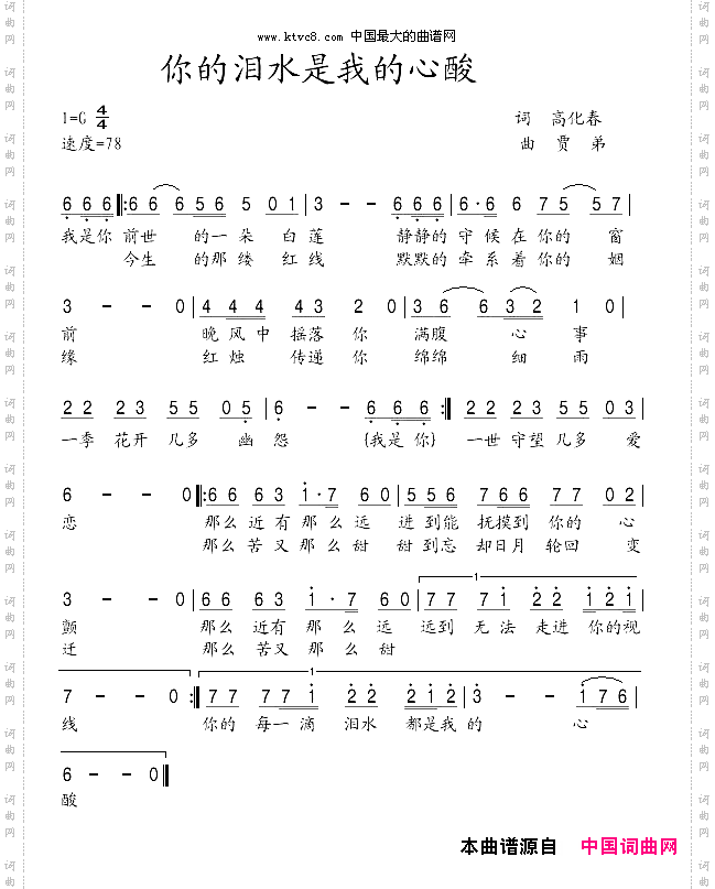 你的眼泪是我的心酸