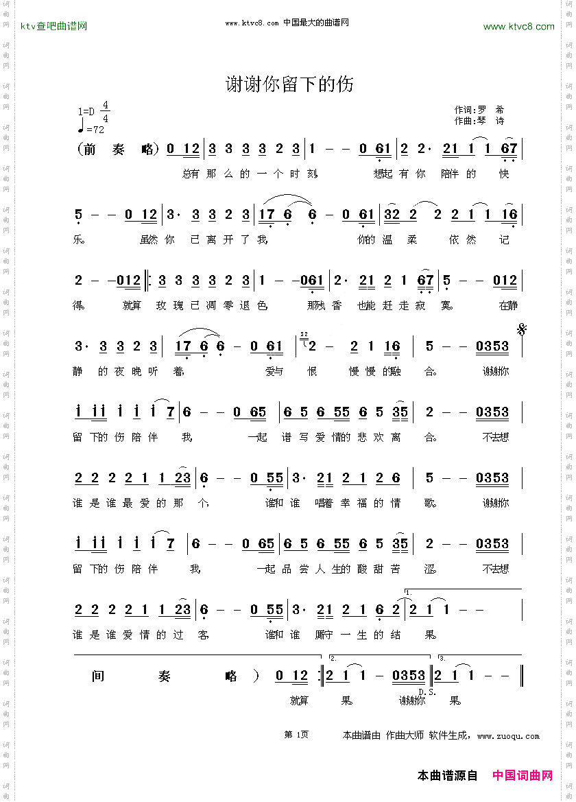 谢谢你留下的伤