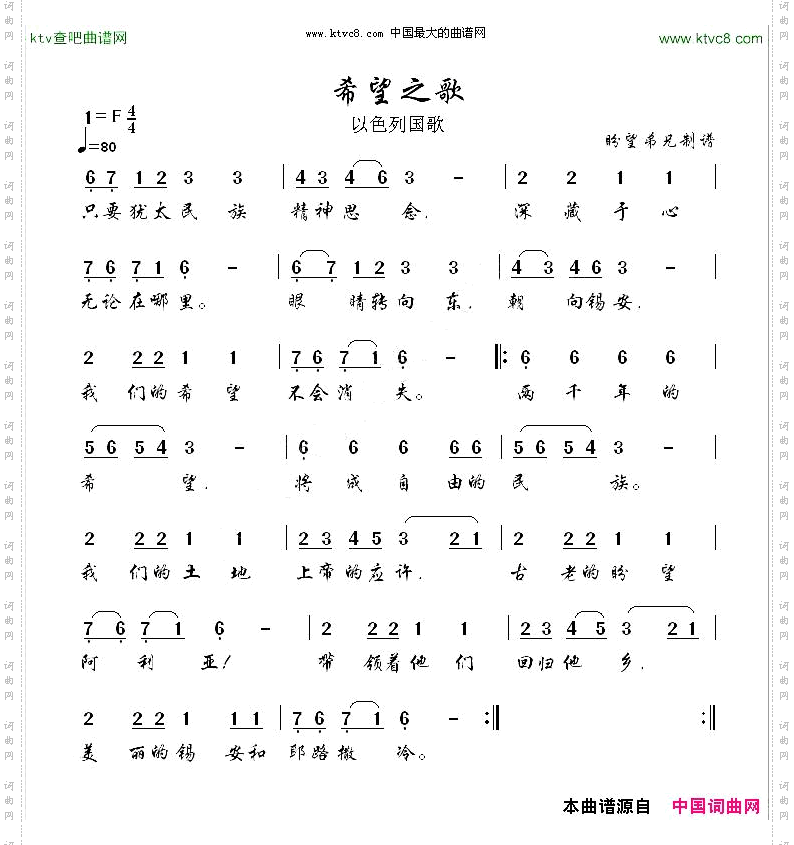 希望之歌_以色列国歌