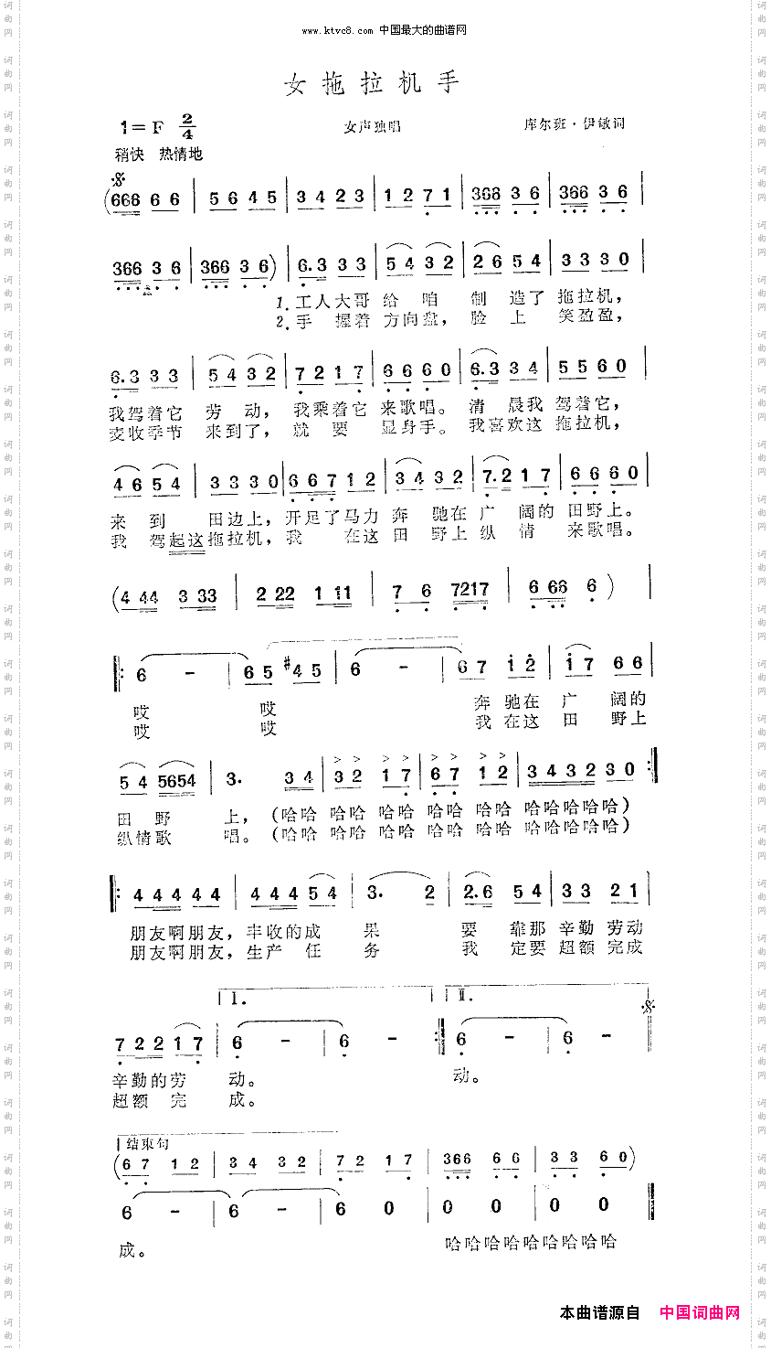 女拖拉机手扫描谱