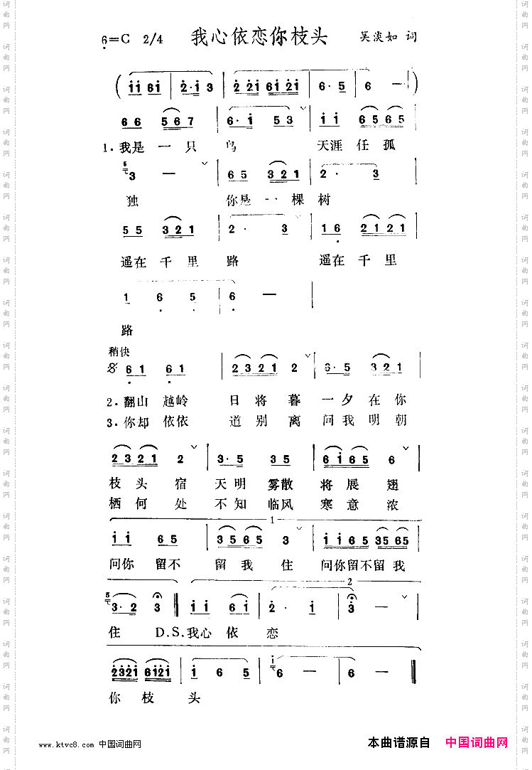 我心依恋你枝头