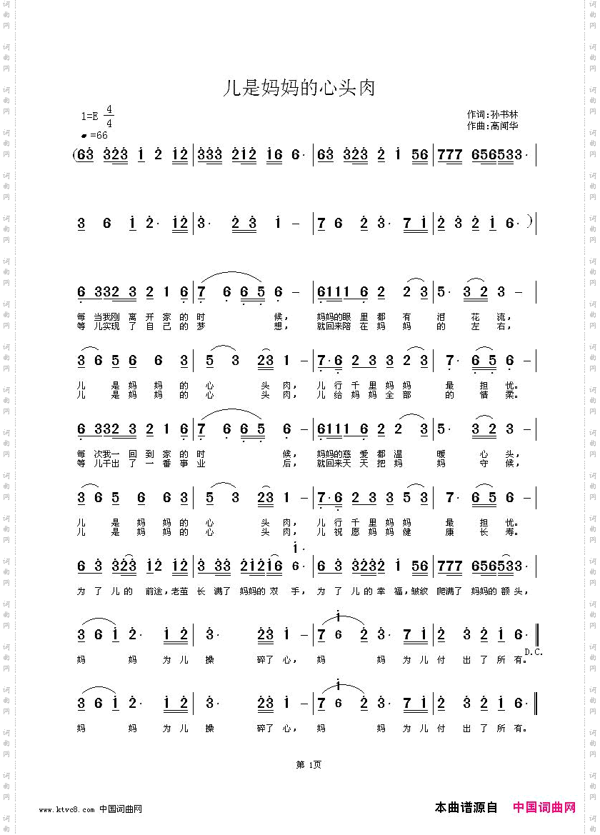 儿是妈妈的心头肉