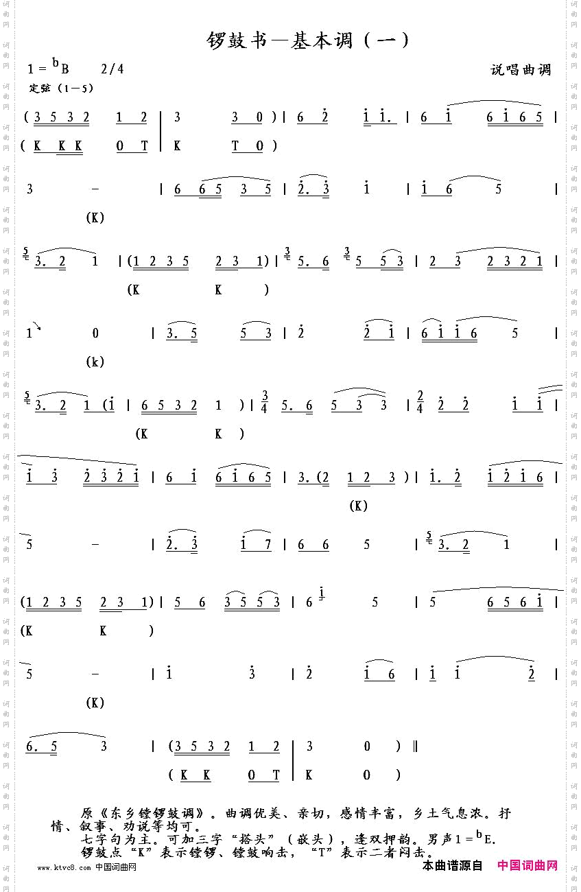 锣鼓书－基本调一