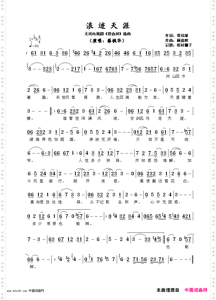 浪迹天涯TVB1985碧血剑插曲