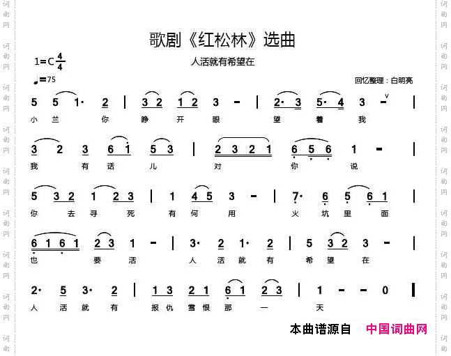 歌剧《红松林》选曲4首