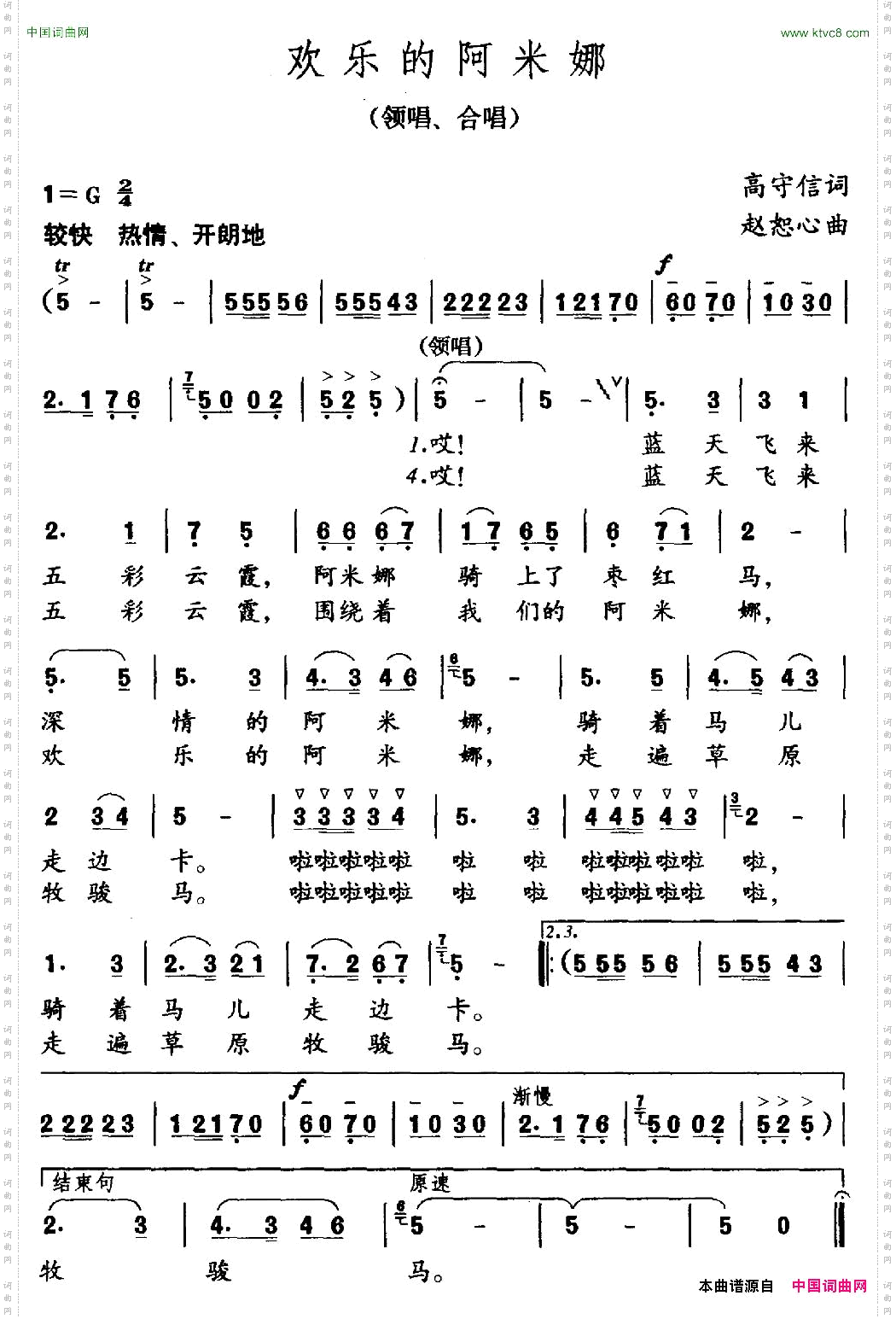 欢乐的阿米娜高守信词赵恕心曲