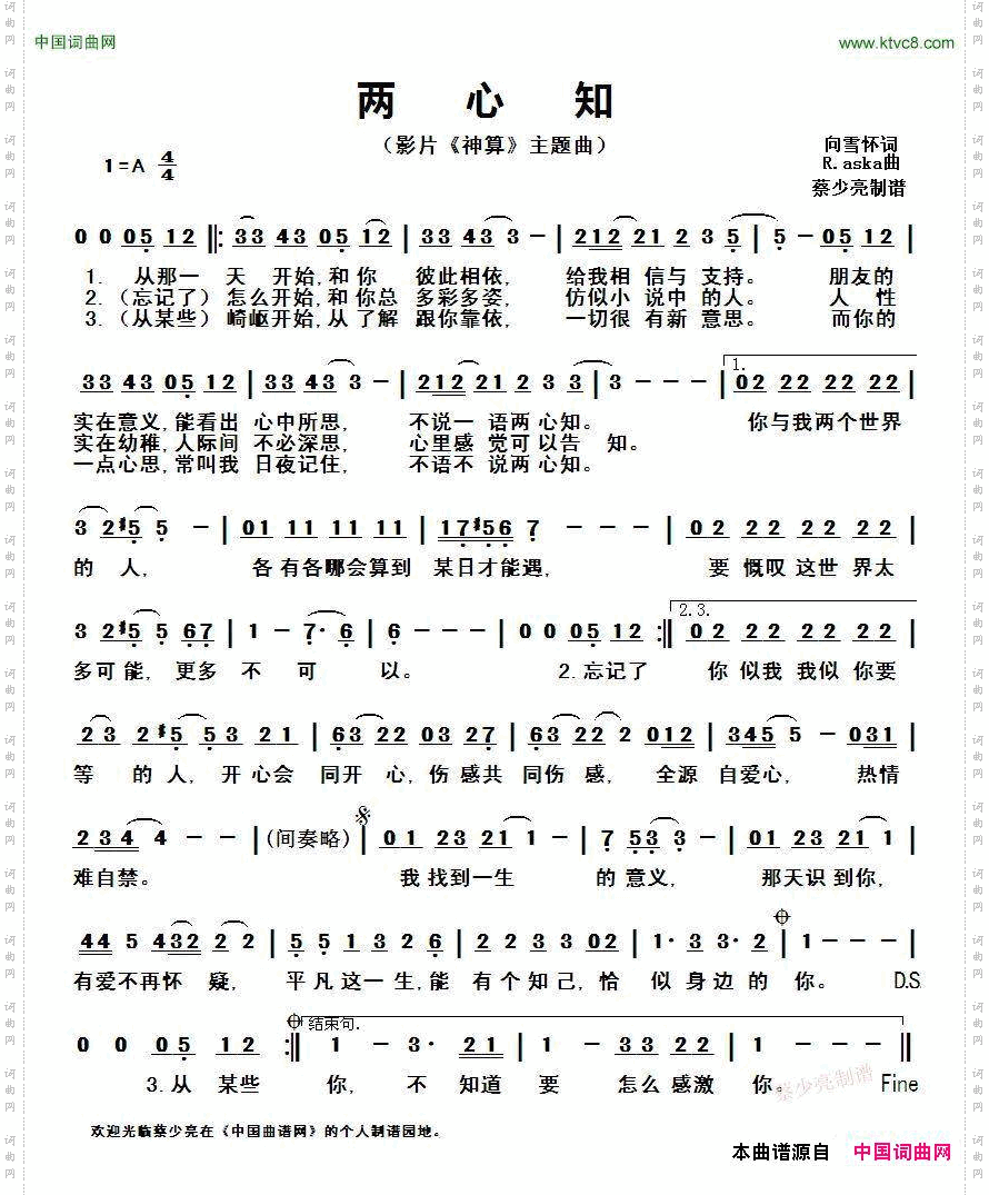 两心知_两心知 影片《神算》主题曲