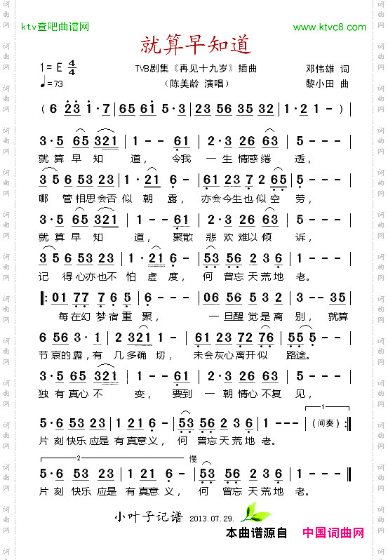 就算早知道电视剧《再见十九岁》插曲