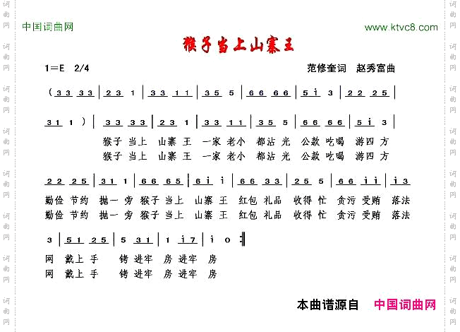 猴子当上山寨王赵秀富曲