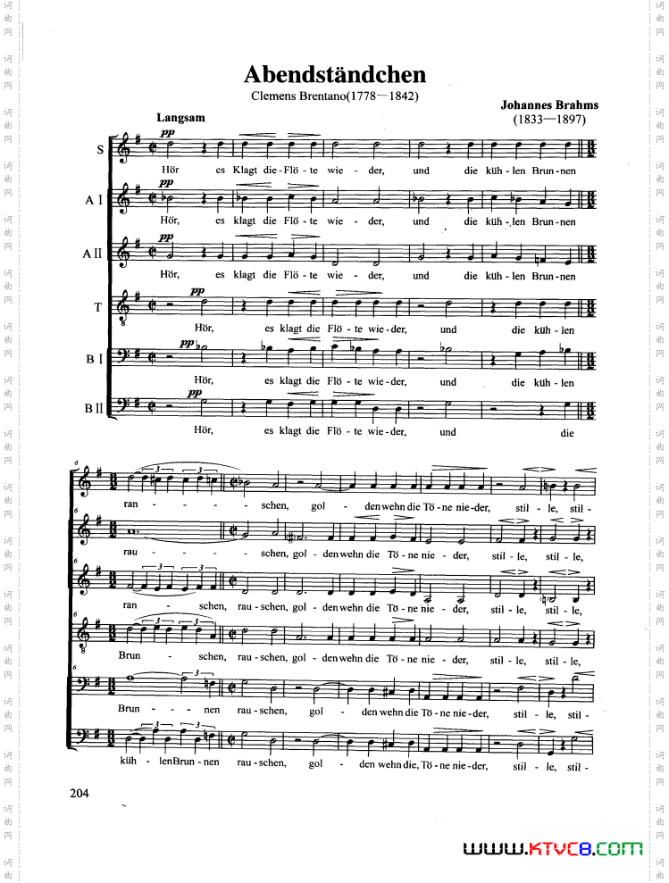 Abendstandchen合唱正谱_Abendstandchen合唱 正谱