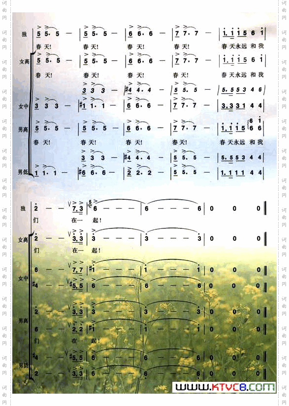 春的祝福王晓岭词王和声曲_春的祝福王晓岭词 王和声曲