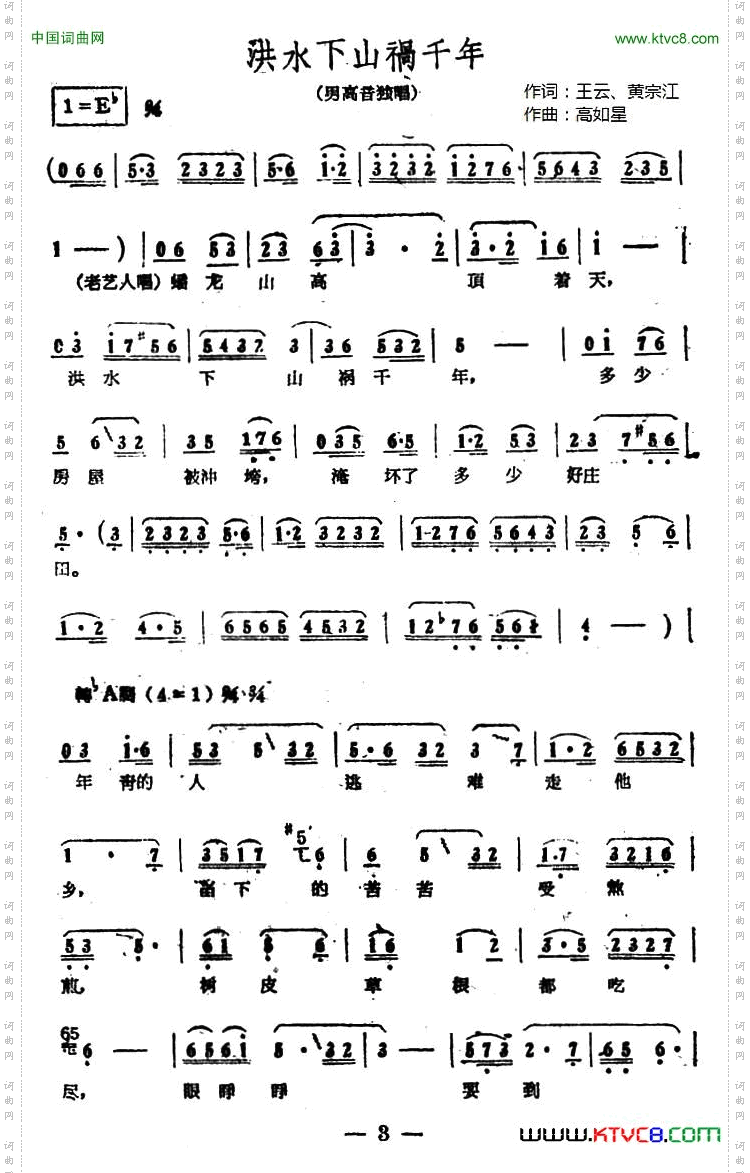 洪水下山祸千年（电影《江山多娇》插曲）