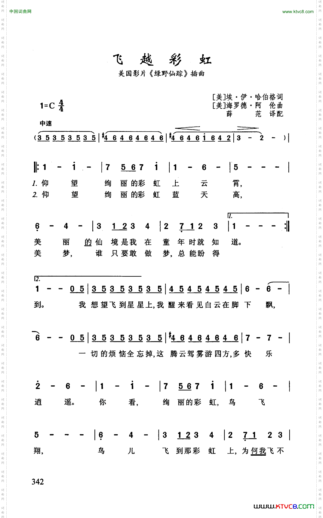 飞越彩虹美国影片《绿野仙踪》插曲