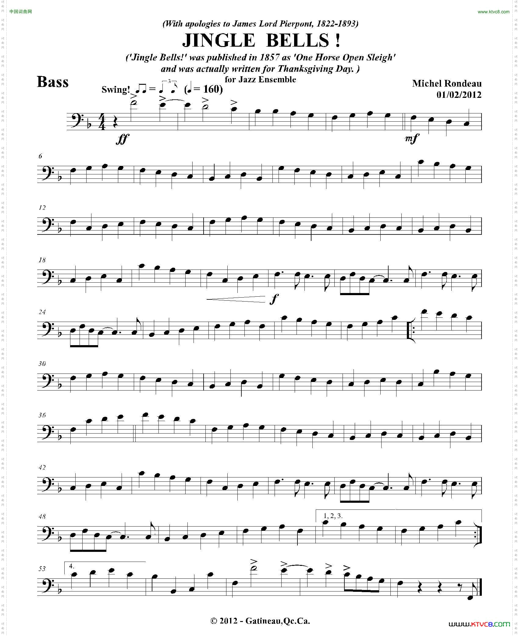 JINGLEBELLS！贝司分谱_JINGLE BELLS！贝司分谱