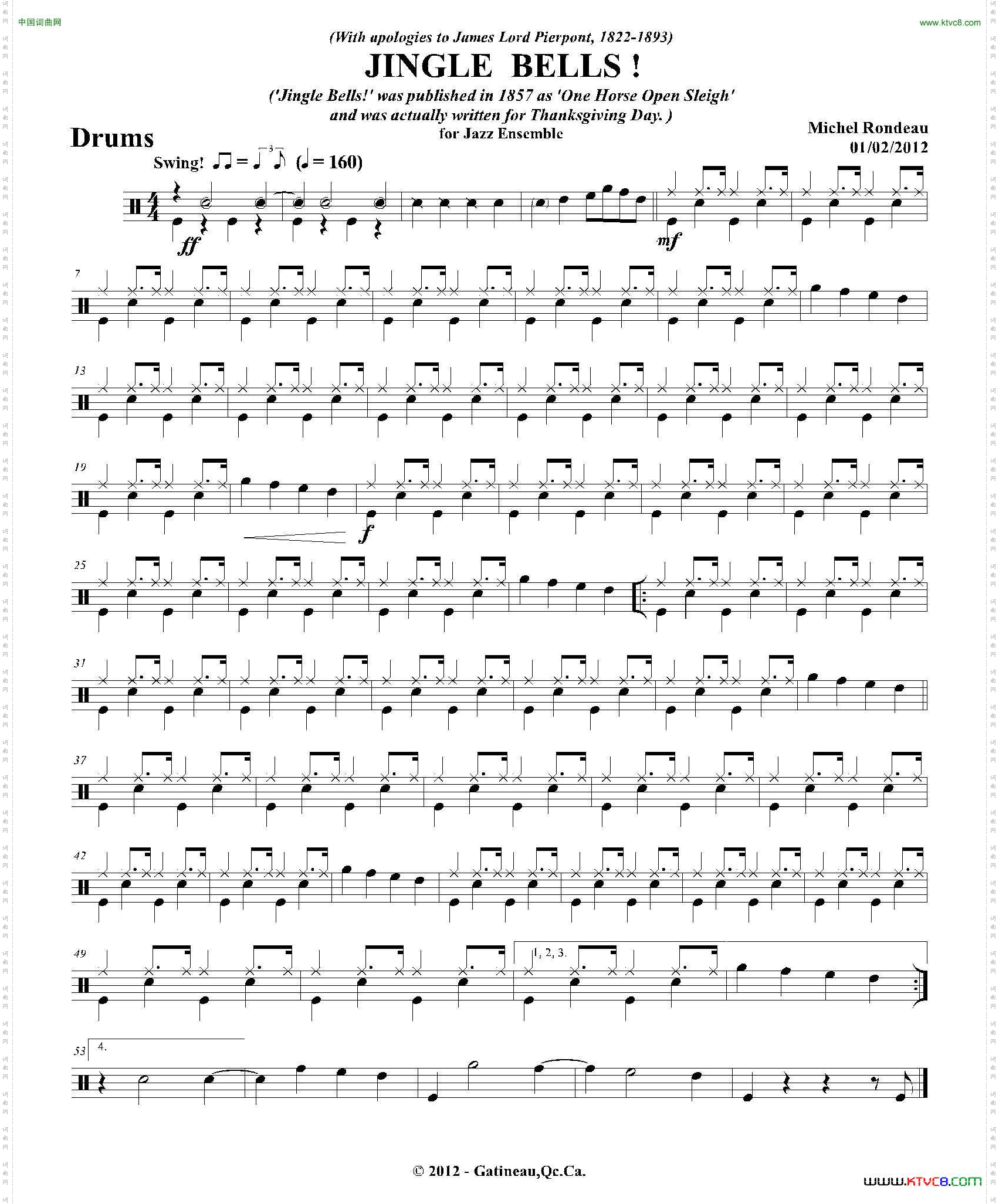 JINGLEBELLS！爵士鼓分谱_JINGLE BELLS！爵士鼓分谱
