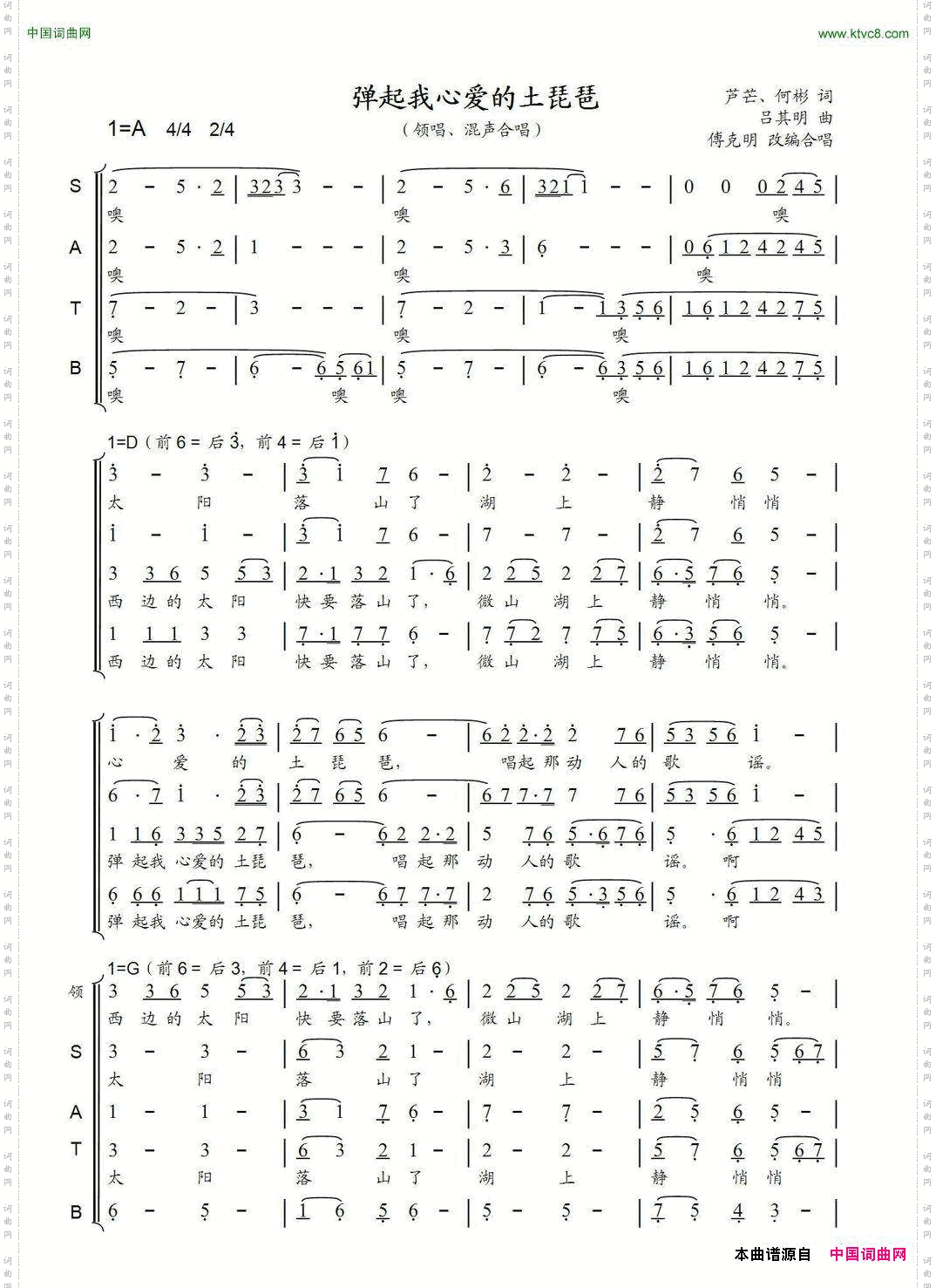 弹起我心爱的土琵琶_傅克明改编版