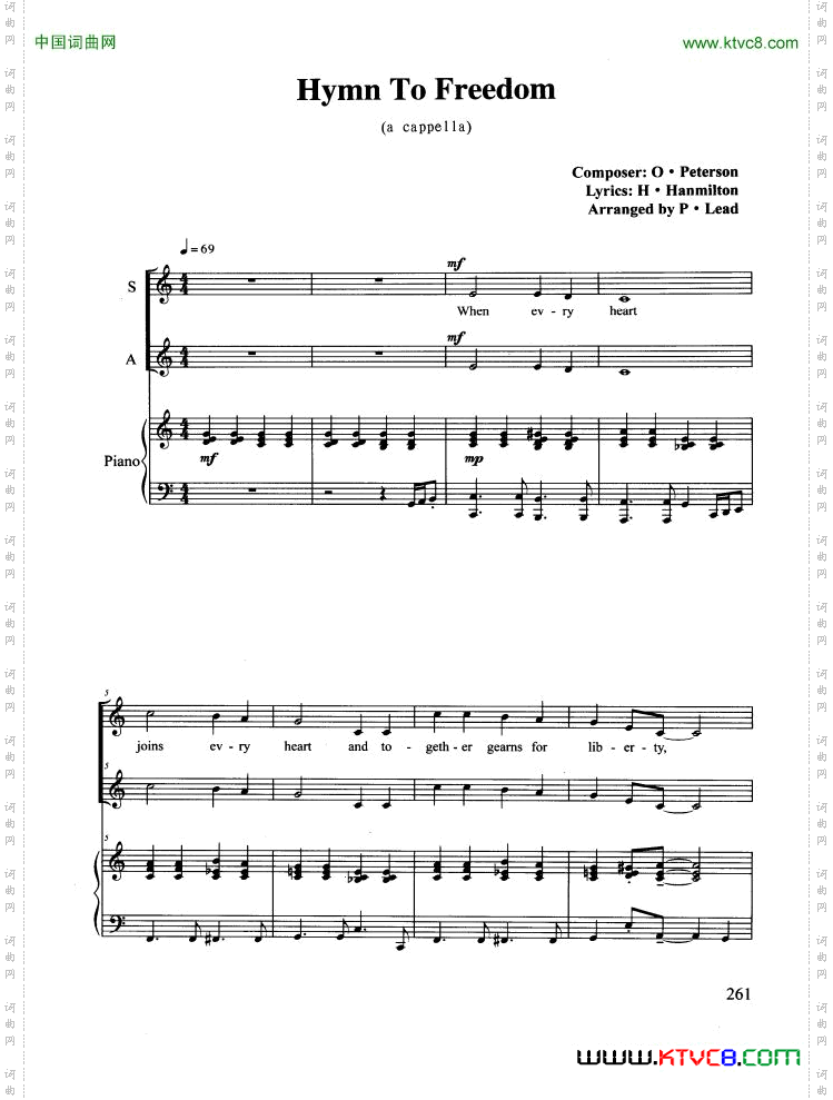 HymnToFreedom合唱正谱_Hymn To Freedom合唱 正谱