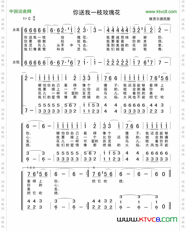 你送我一枝玫瑰花_维吾尔族民歌