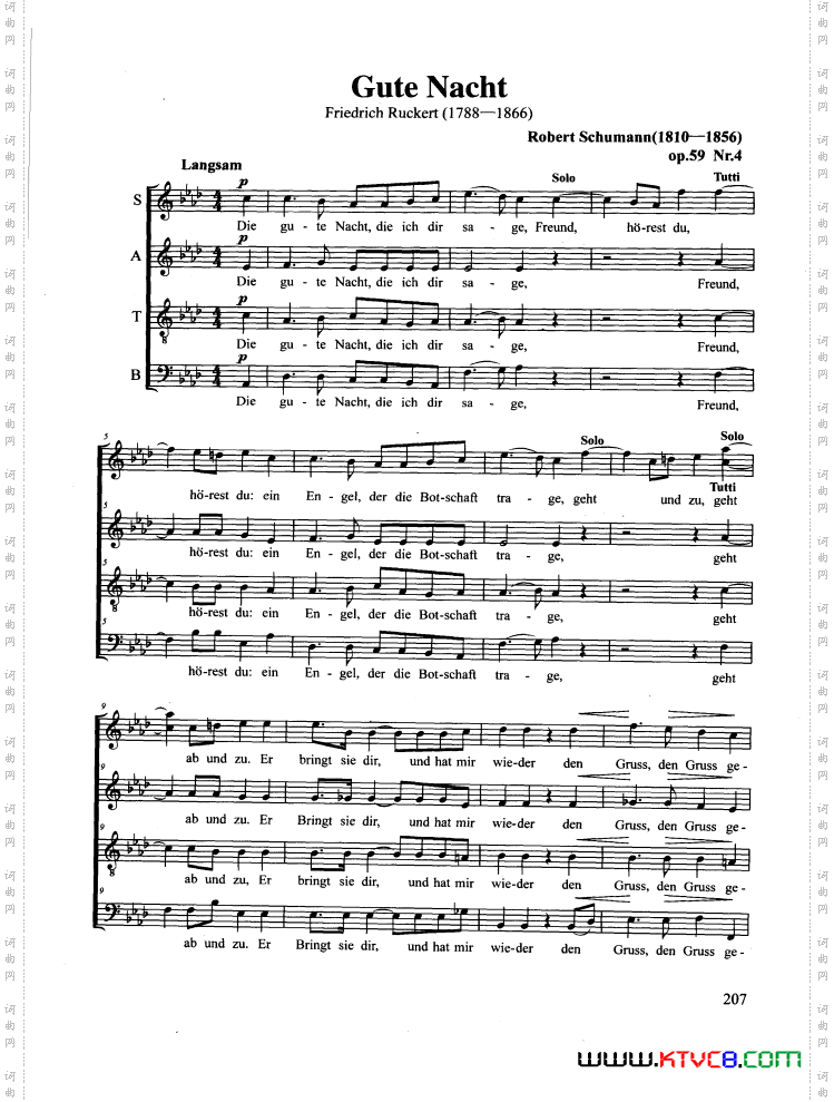GuteNacht合唱正谱_Gute Nacht合唱 正谱