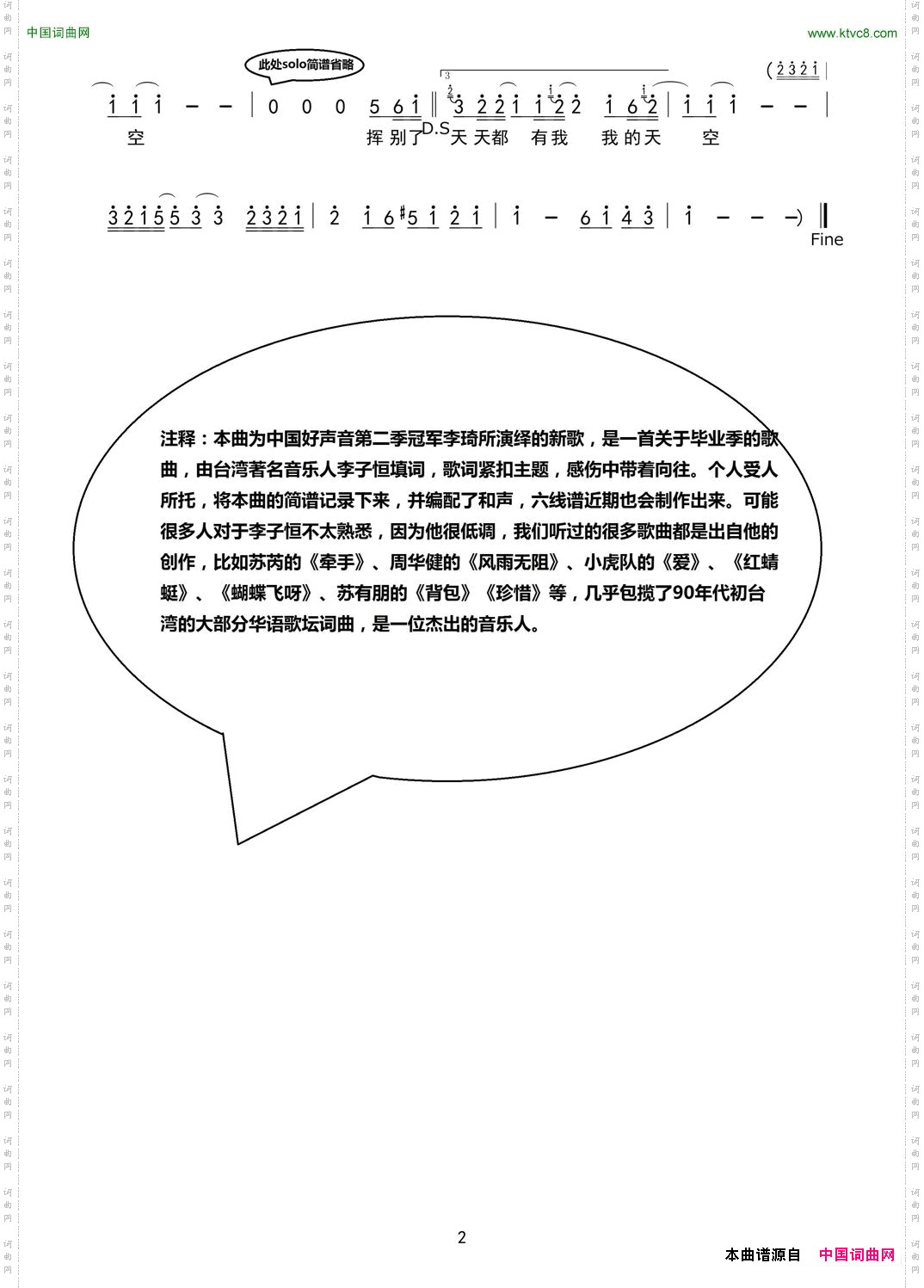 挥别昨天的我_简谱+和弦