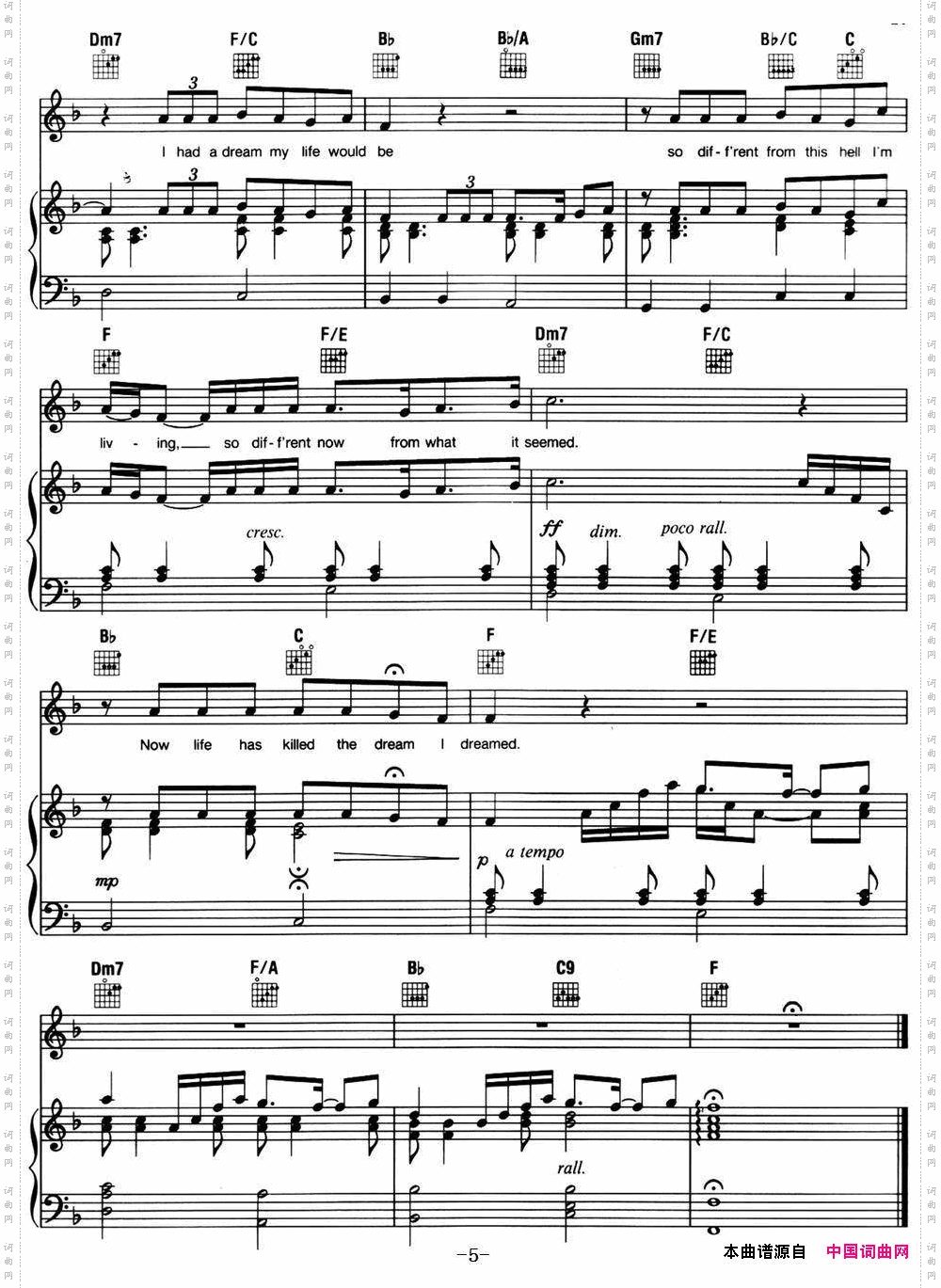 IDreamedaDream_ 音乐剧《悲惨世界》Les Miserables选曲、正谱 