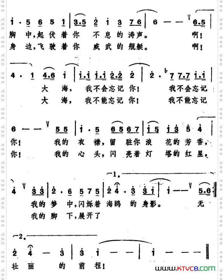 大海，我不会忘记你