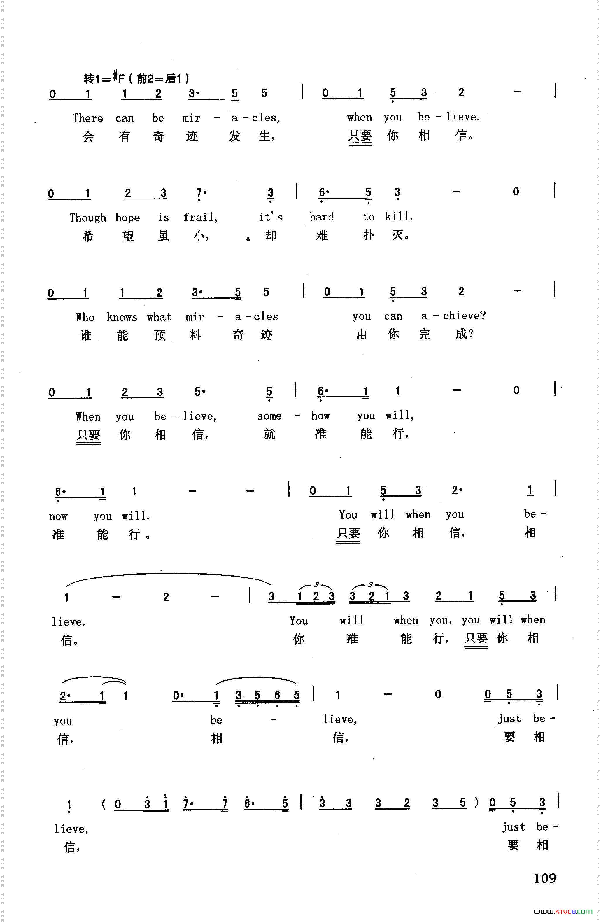 只要你相信_英汉美国动画片《埃及王子》插曲