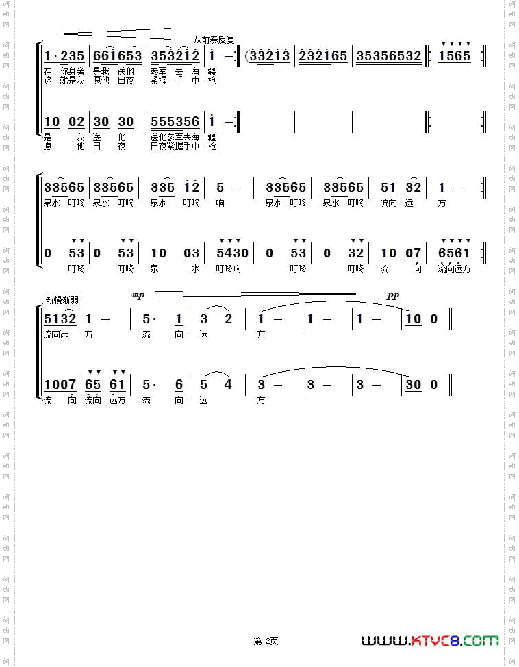 泉水叮咚响_女声二部合唱、王卫国编合唱版