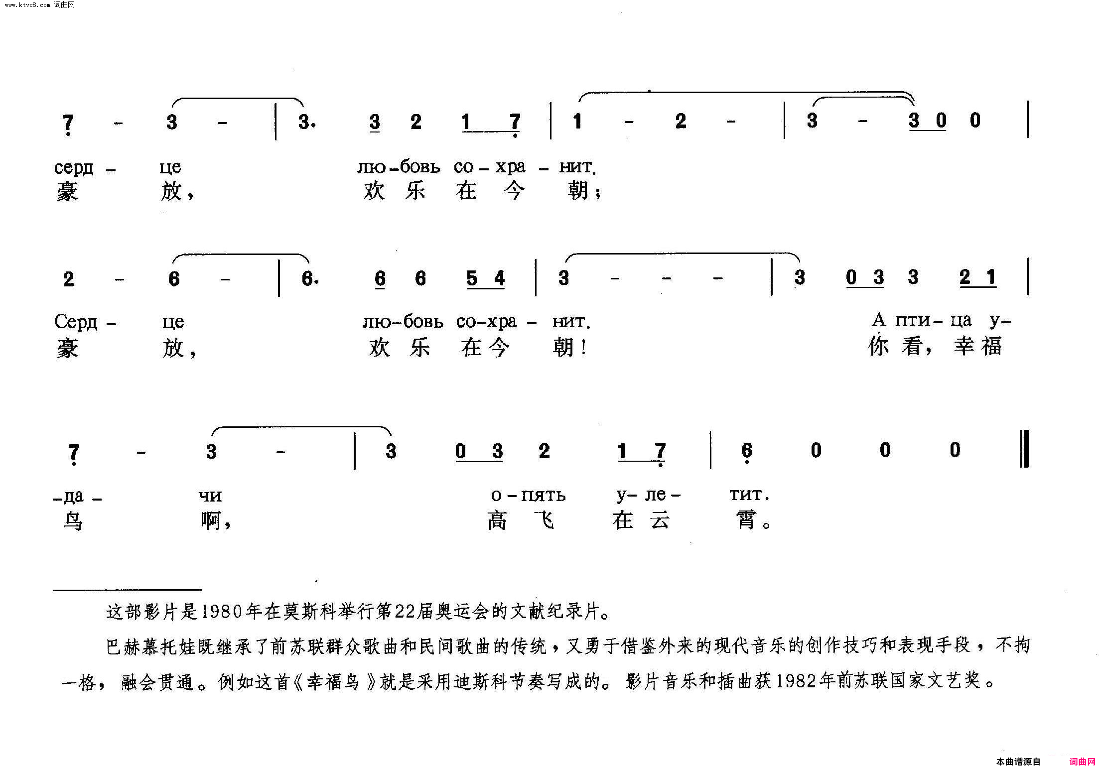 幸福鸟_【俄】苏联影片《哦，体育，你就是和平！》插曲