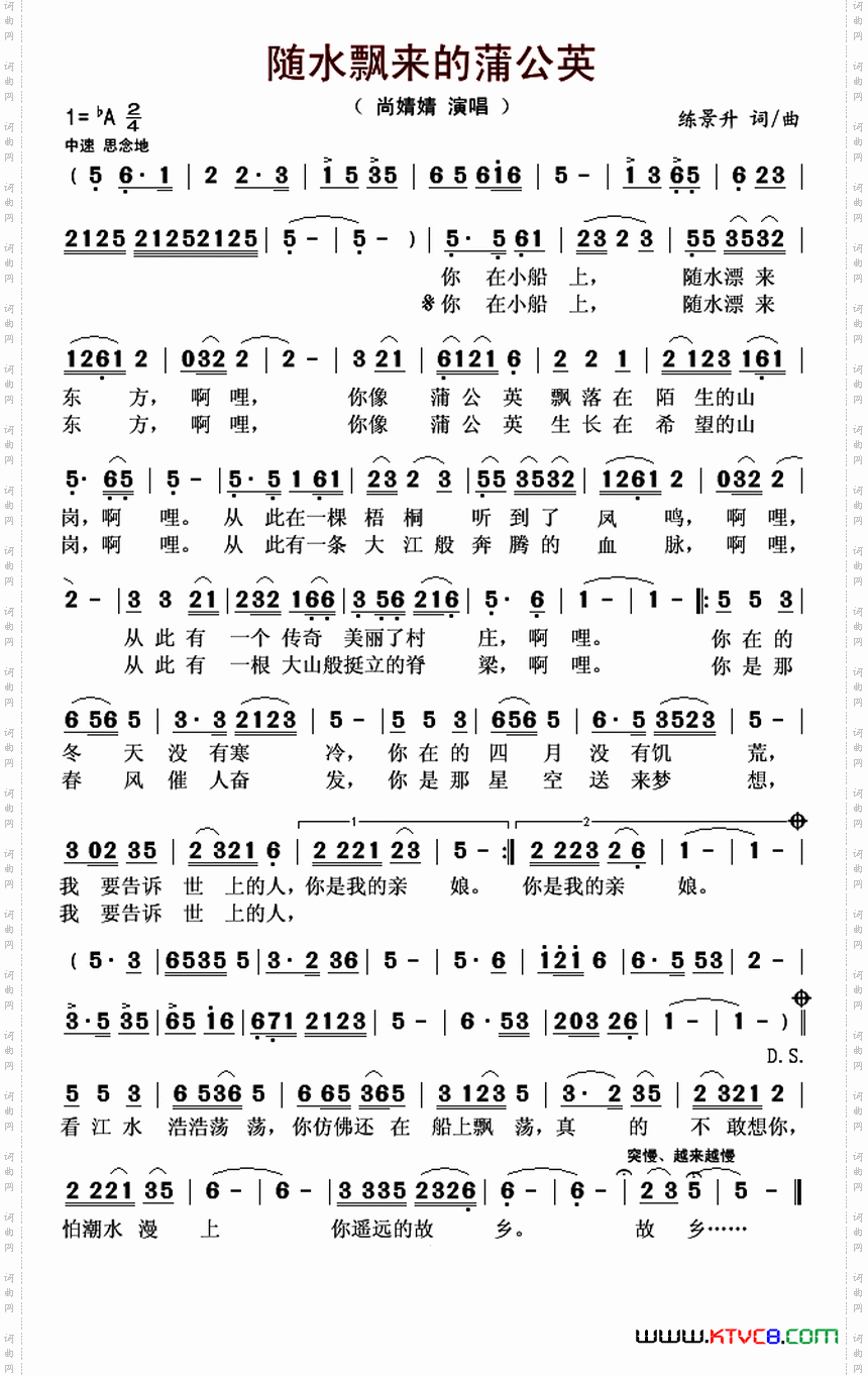 随水飘来的蒲公英